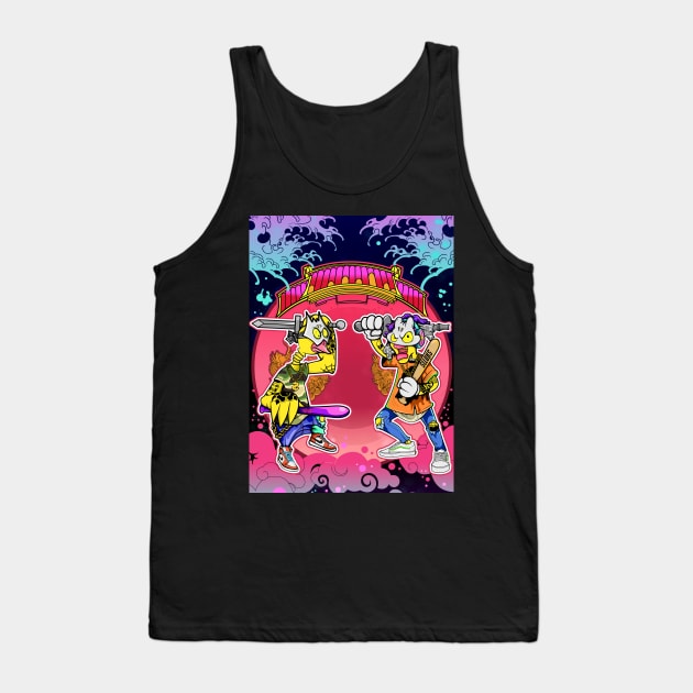 Super dope Slluks characters posing as gate guardian gods illustration Tank Top by slluks_shop